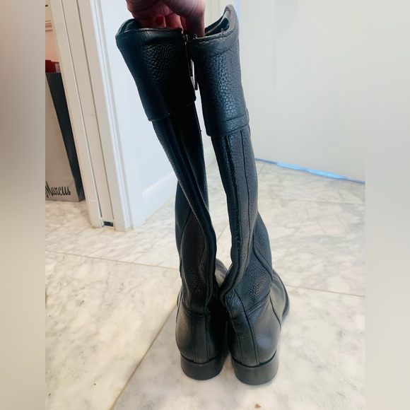 Tory Burch Selma Tall Pebbled Black Leather Riding Boot 8.5 - Picture 6 of 9